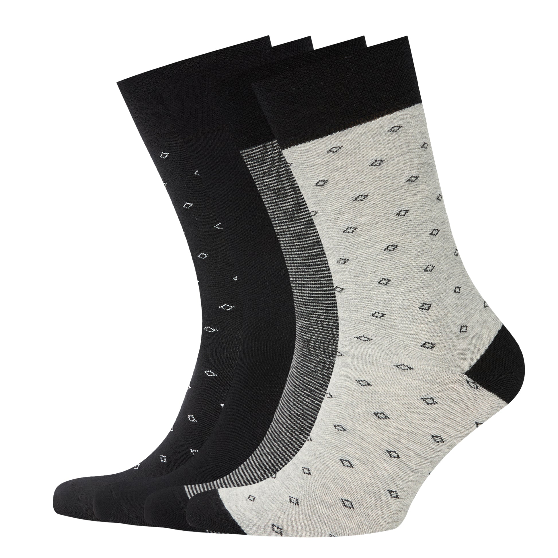 Chaussettes Confort longues élégant noir-gris Hommes - Pack 4 paires