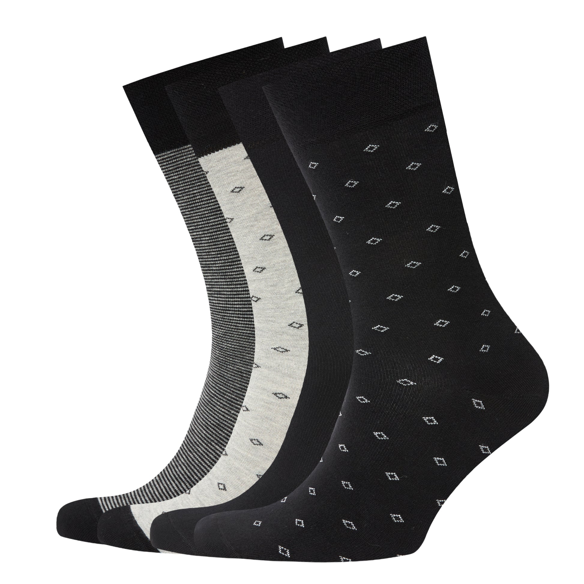 Chaussettes Confort longues élégant noir-gris Hommes - Pack 4 paires