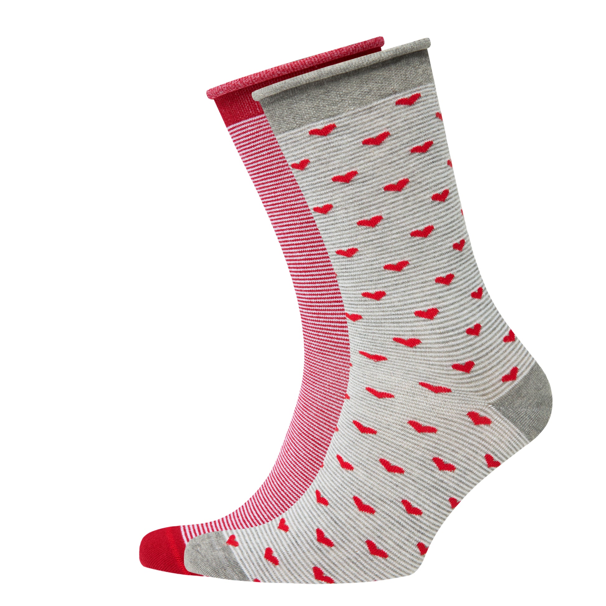 Chaussettes Femme VRD non comprimantes motif rayés-coeur