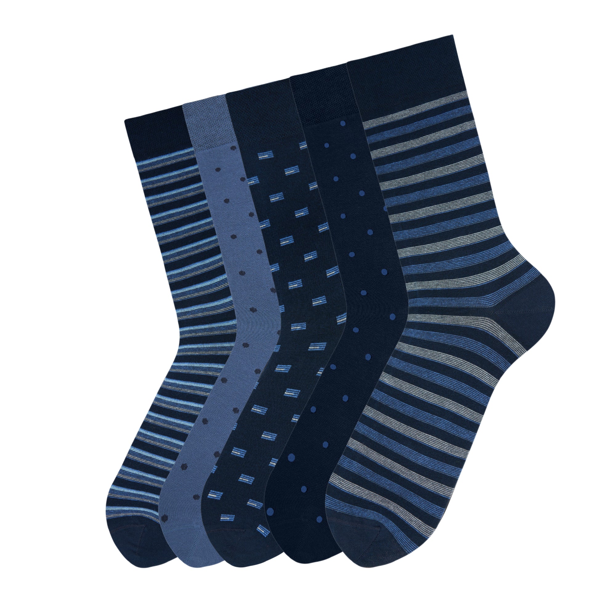 Chaussettes Confort longues élégantes bleues Hommes - Pack 5 paires