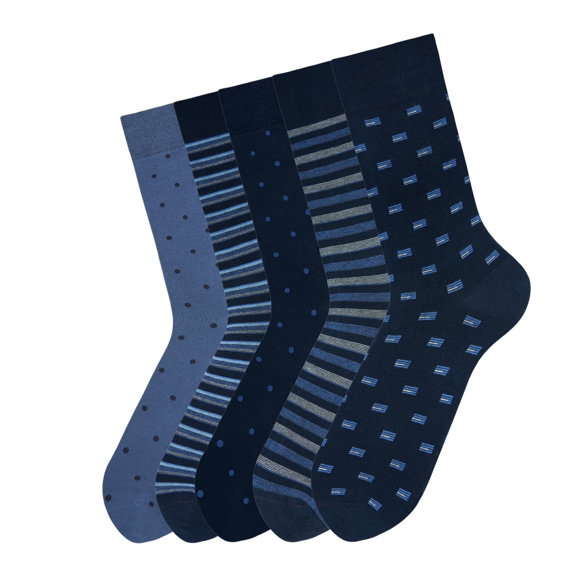 Chaussettes Confort longues élégantes bleues Hommes - Pack 5 paires