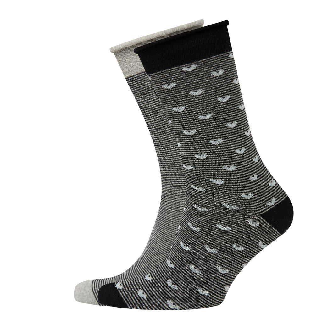 Chaussettes Femme VRD non comprimantes motif rayés-coeur