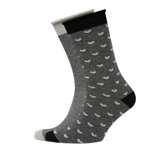 Chaussettes Femme VRD non comprimantes motif rayés-coeur