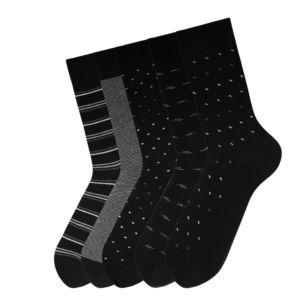 Chaussettes Confort longues élégantes Noir Hommes - Pack 5 paires