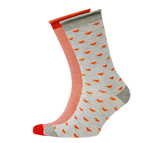 Chaussettes Femme VRD non comprimantes motif rayés-coeur